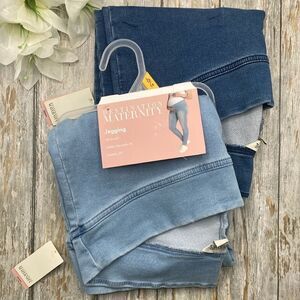 Women's Maternity Blue Denim Stretch Jeggings Pants  Jeans 2-Pack Size L